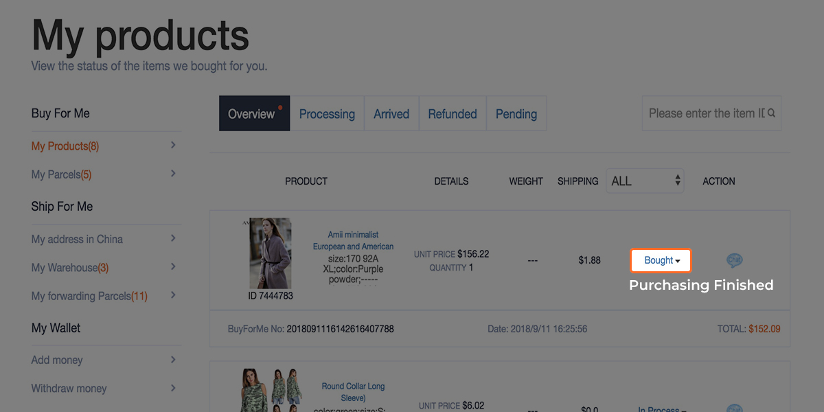 Purchasing Finishaed